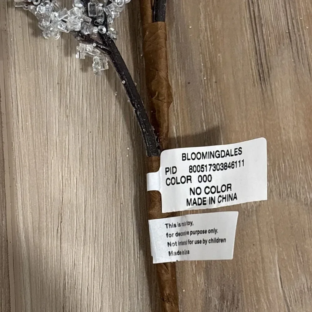 Bloomingdales Snowy Glitter Branch Frosted Artificial 18” New With Tags Holiday
